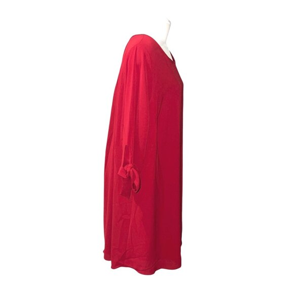 ChicSoul Tie Sleeve Midi Casual Work Dress Sz 3XL Red Womens - Picture 14 of 16